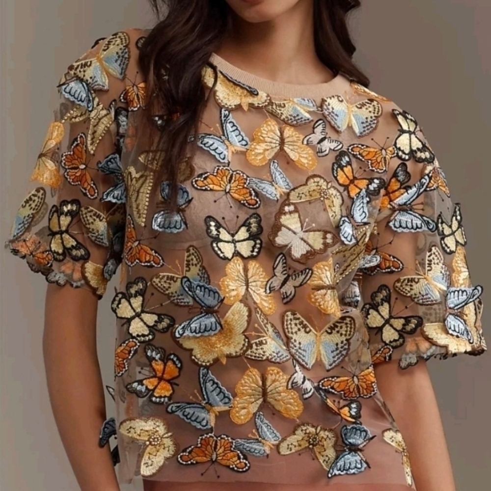 Anthropologie Dolan 3D Butterfly Top NWT, XS